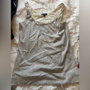 BLACK HOUSE | White Tank Top with Lace Trim